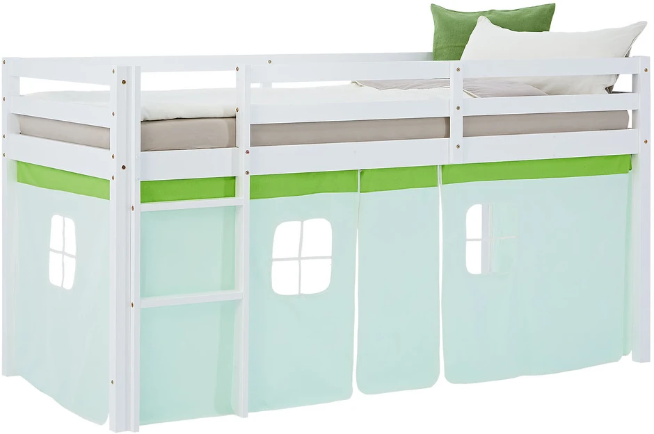 Homestyle4U Dviaukštė lova, 207.5x110x99.5 cm, balta, žalia