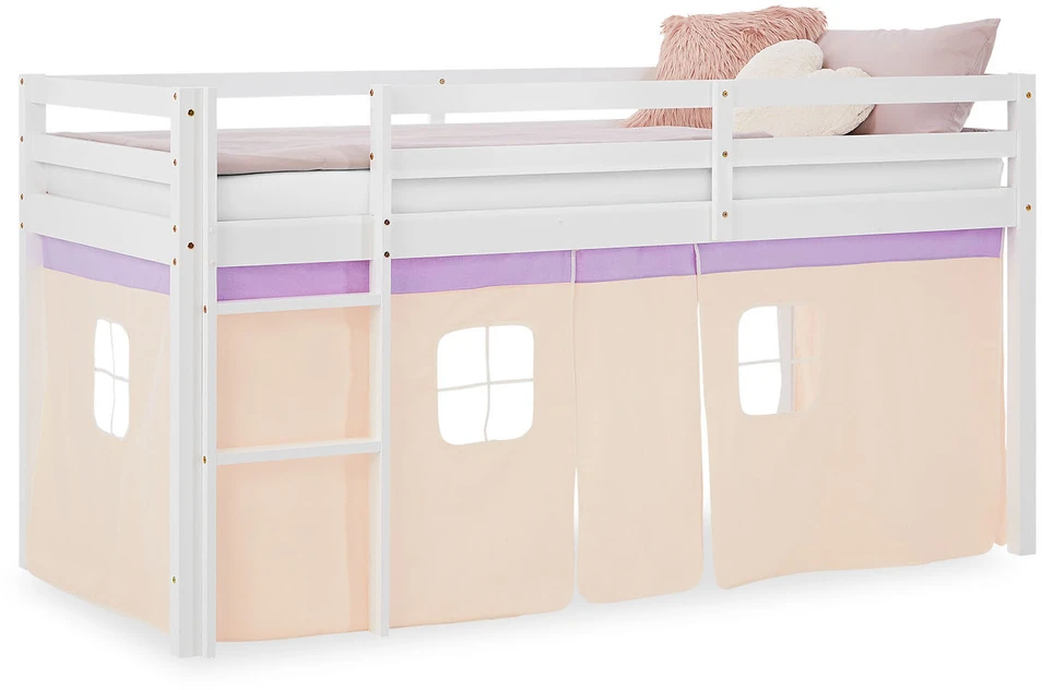 Homestyle4U Dviaukštė lova, 207.5x110x99.5 cm, balta, violetinė, oranžinė