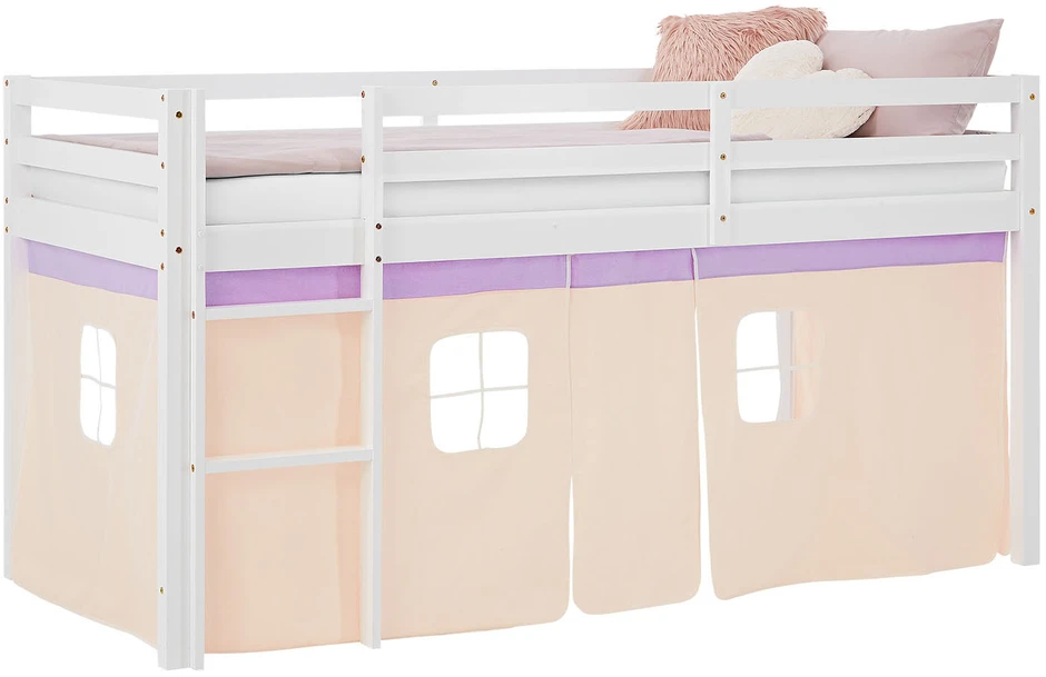 Homestyle4U Dviaukštė lova, 207.5x110x99.5 cm, balta, violetinė, oranžinė