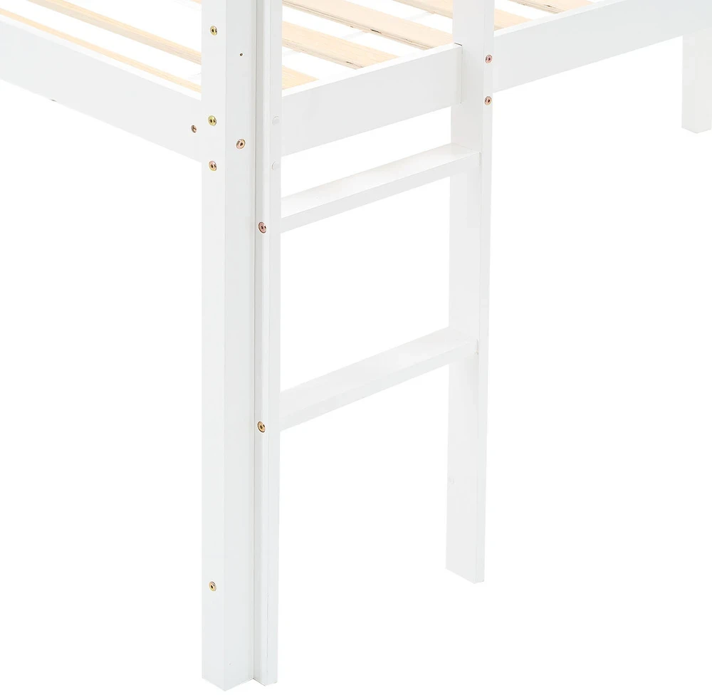 Homestyle4U Dviaukštė lova, 207.5x110x99.5 cm, balta