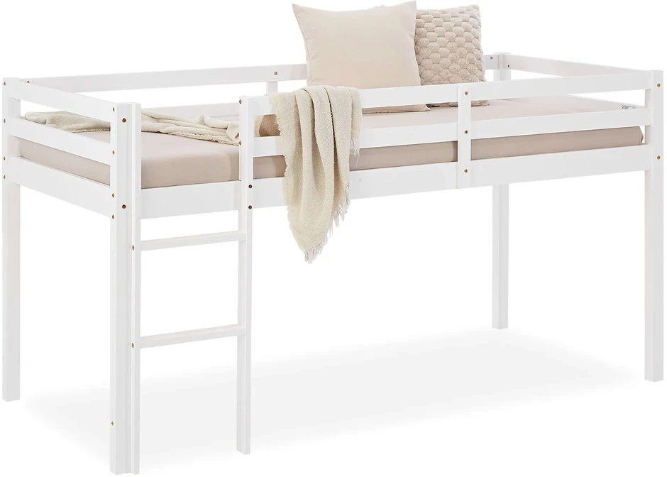 Homestyle4U Dviaukštė lova, 207.5x110x99.5 cm, balta