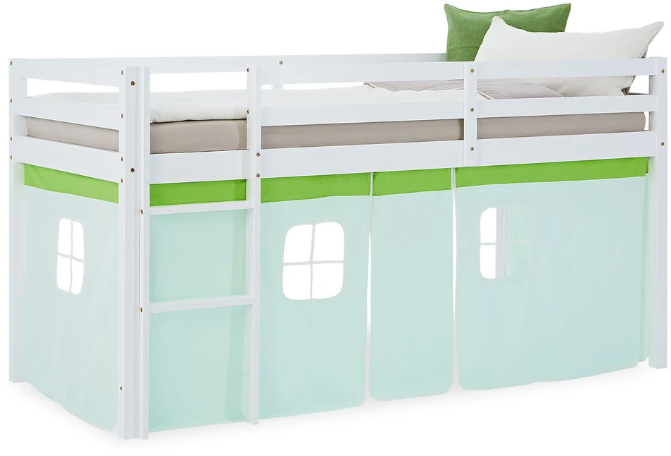 Homestyle4U Dviaukštė lova, 207.5x110x99.5 cm, žalia