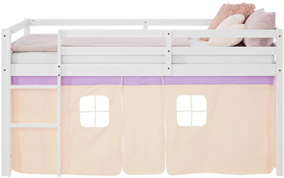 Homestyle4U Dviaukštė lova, 207.5x110x99.5 cm, balta, violetinė, oranžinė