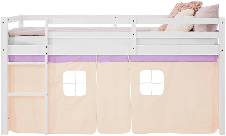 Homestyle4U Dviaukštė lova, 207.5x110x99.5 cm, balta, violetinė, oranžinė