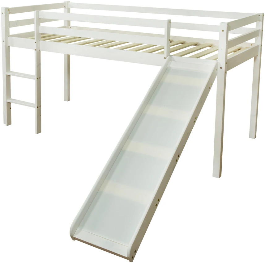 Homestyle4U Dviaukštė lova, 207.5x228x219.5 cm, balta