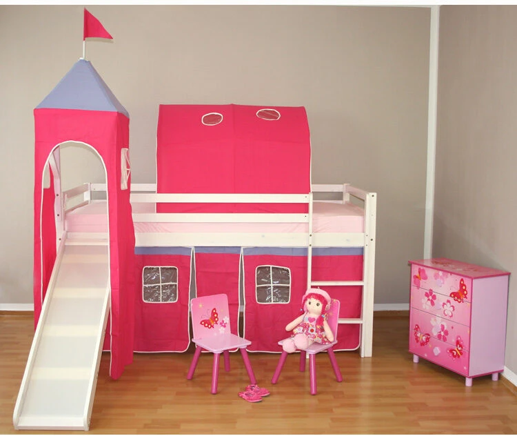 Homestyle4U Dviaukštė lova, 207.5x228x219.5 cm, balta