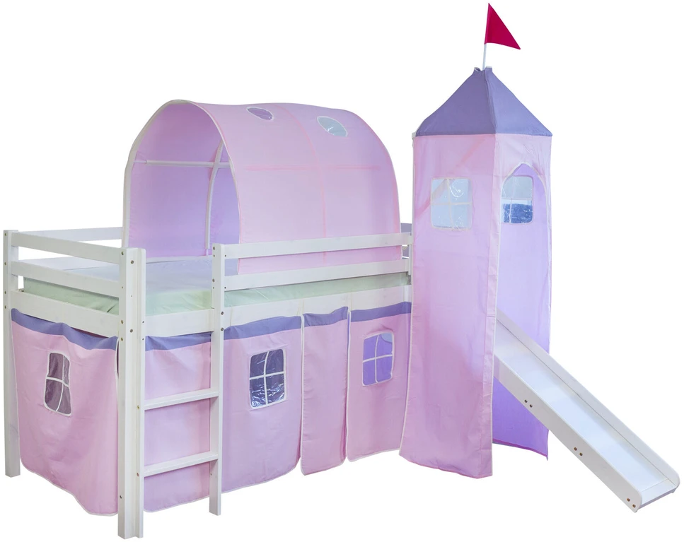 Homestyle4U Dviaukštė lova, 207,5x228x219,5 cm, rožinė