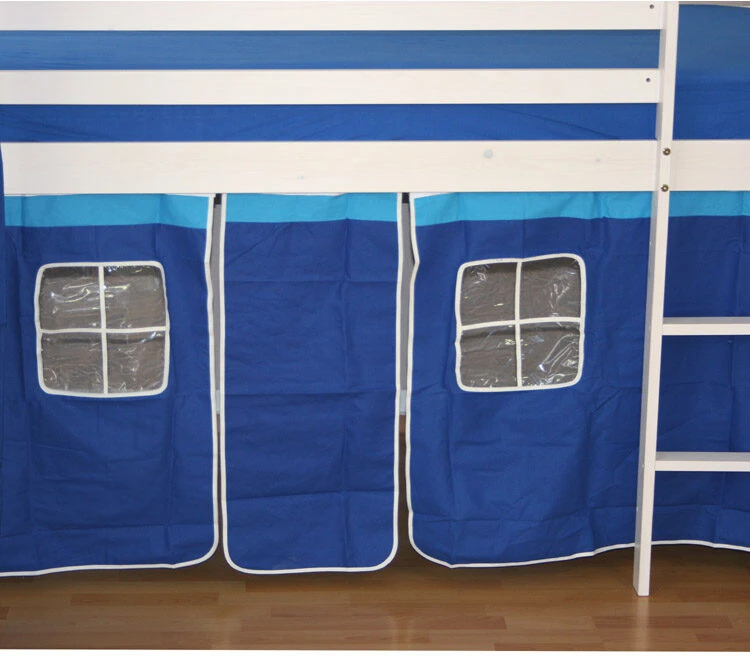 Homestyle4U Dviaukštė lova, 207.5x228x219.5 cm, balta, mėlyna