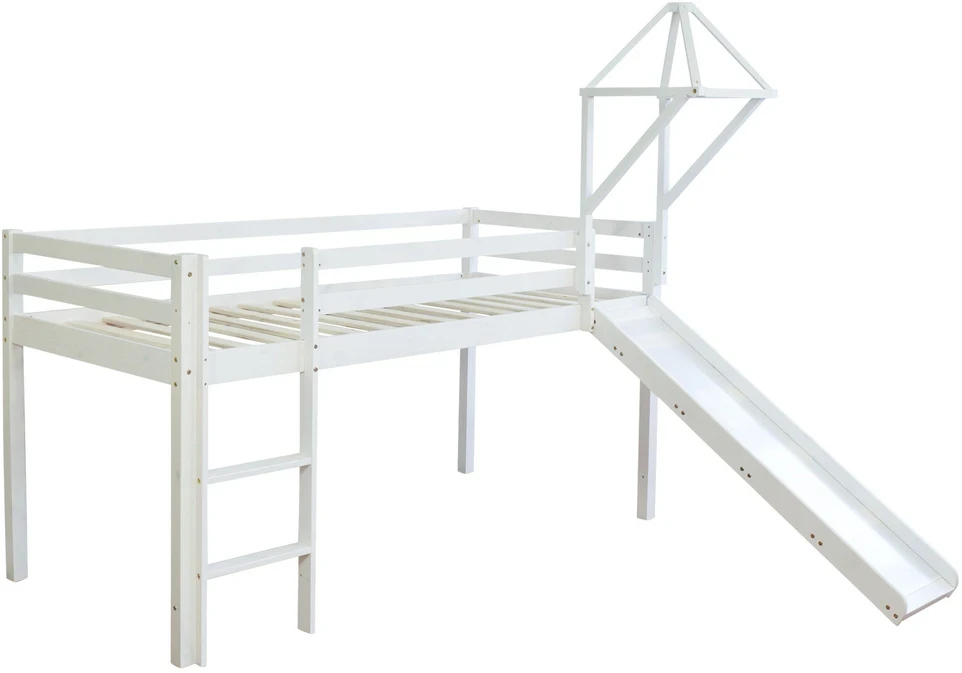 Homestyle4U Dviaukštė lova, 207.5x228x219.5 cm, rožinė