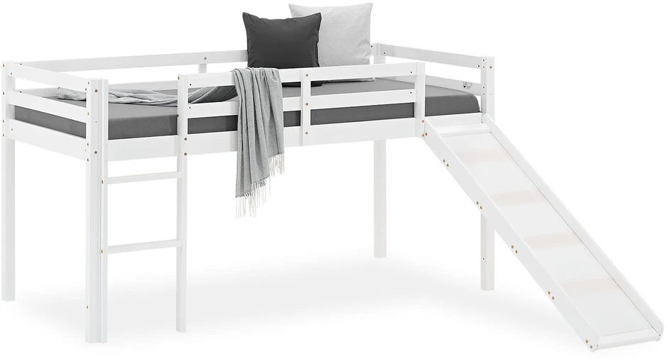 Homestyle4U Dviaukštė lova, 207.5x97x110 cm, balta