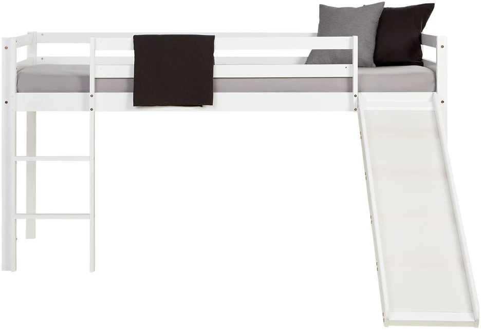 Homestyle4U Dviaukštė lova, 207.5x97x110 cm, balta