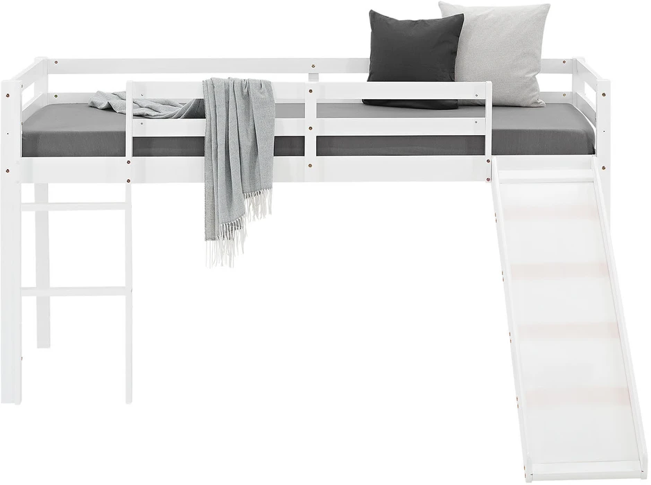 Homestyle4U Dviaukštė lova, 207.5x97x110 cm, balta
