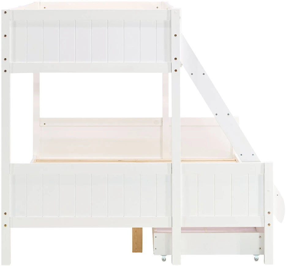 Homestyle4U Dviaukštė lova, 207x139x146.5 cm, balta