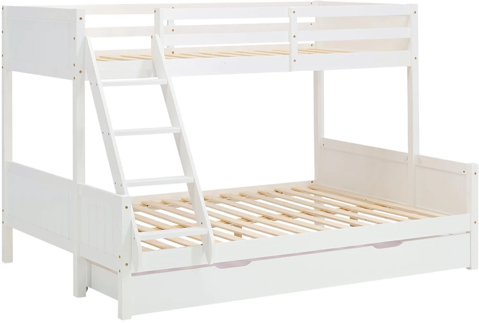 Homestyle4U Dviaukštė lova, 207x139x146.5 cm, balta