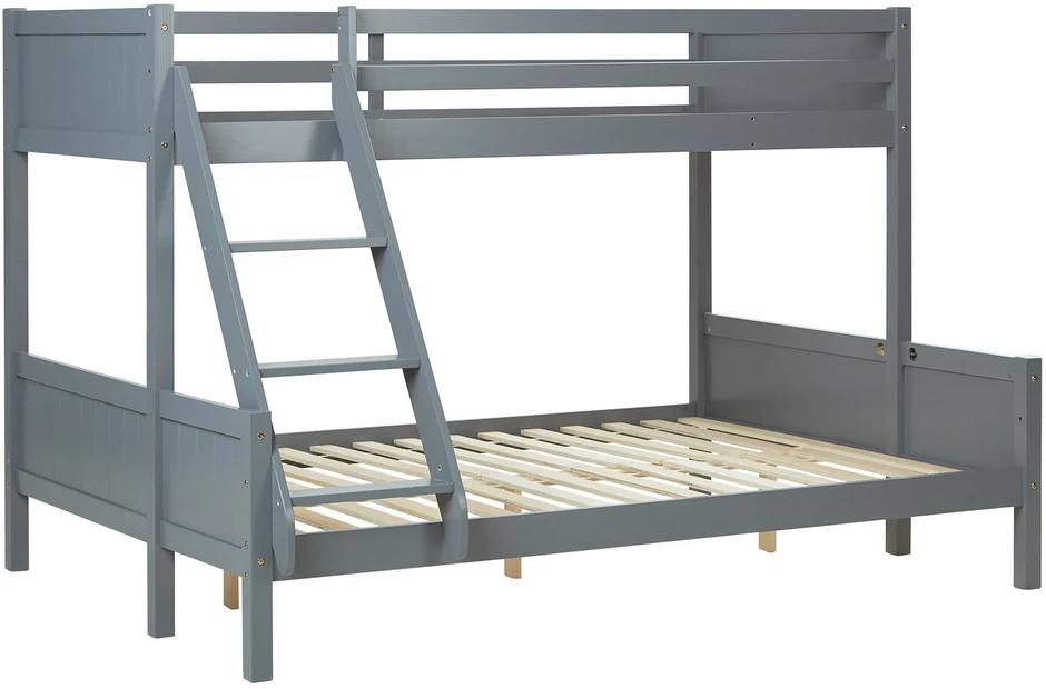 Homestyle4U Dviaukštė lova, 207x139x146.5 cm, pilka