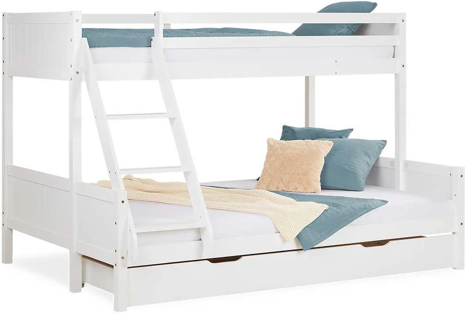 Homestyle4U Dviaukštė lova, 207x139x146.5 cm, balta