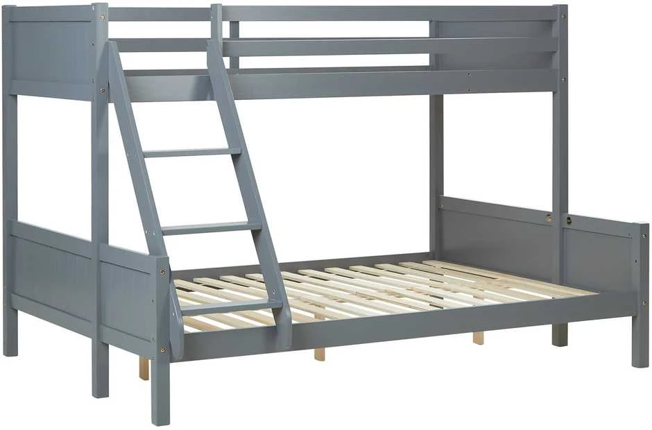 Homestyle4U Dviaukštė lova, 207x139x146.5 cm, pilka