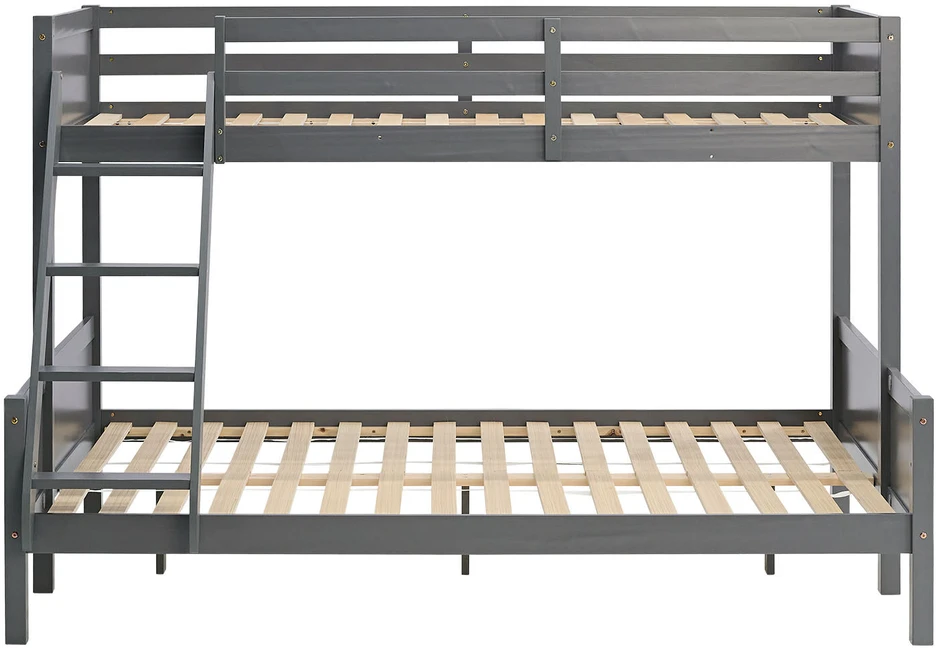 Homestyle4U Dviaukštė lova, 207x139x146.5 cm, pilka