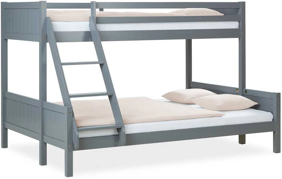 Homestyle4U Dviaukštė lova, 207x139x146.5 cm, pilka