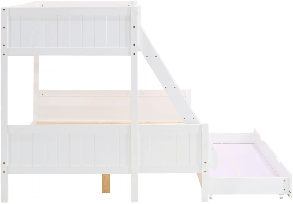 Homestyle4U Dviaukštė lova, 207x139x146.5 cm, balta