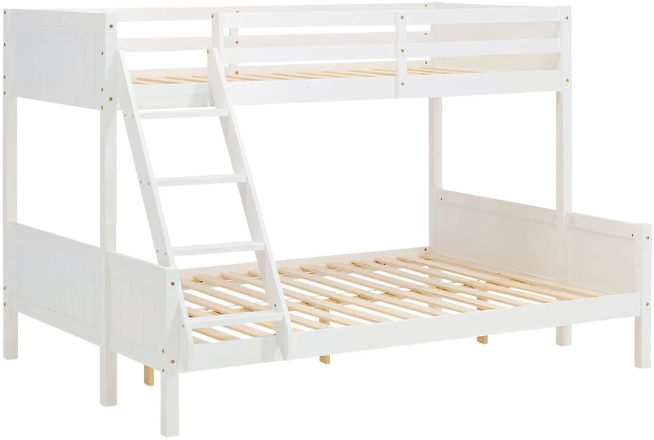 Homestyle4U Dviaukštė lova, 207x146.5x139 cm, balta