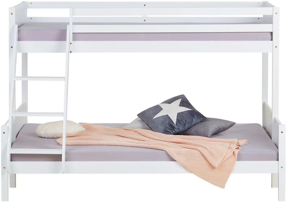Homestyle4U Dviaukštė lova, 207x146.5x139 cm, balta