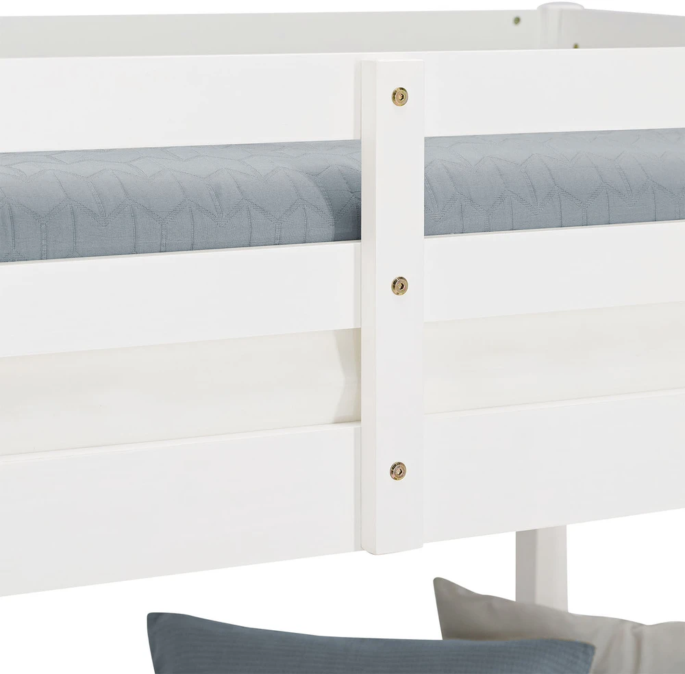 Homestyle4U Dviaukštė lova, 207x146.5x139 cm, balta