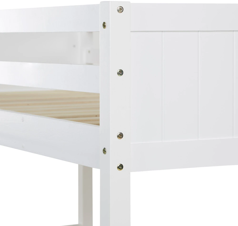 Homestyle4U Dviaukštė lova, 207x146.5x139 cm, balta