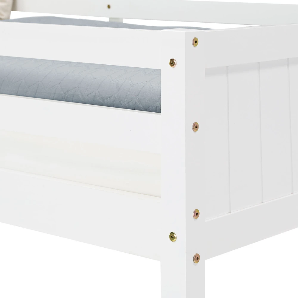 Homestyle4U Dviaukštė lova, 207x146.5x139 cm, balta