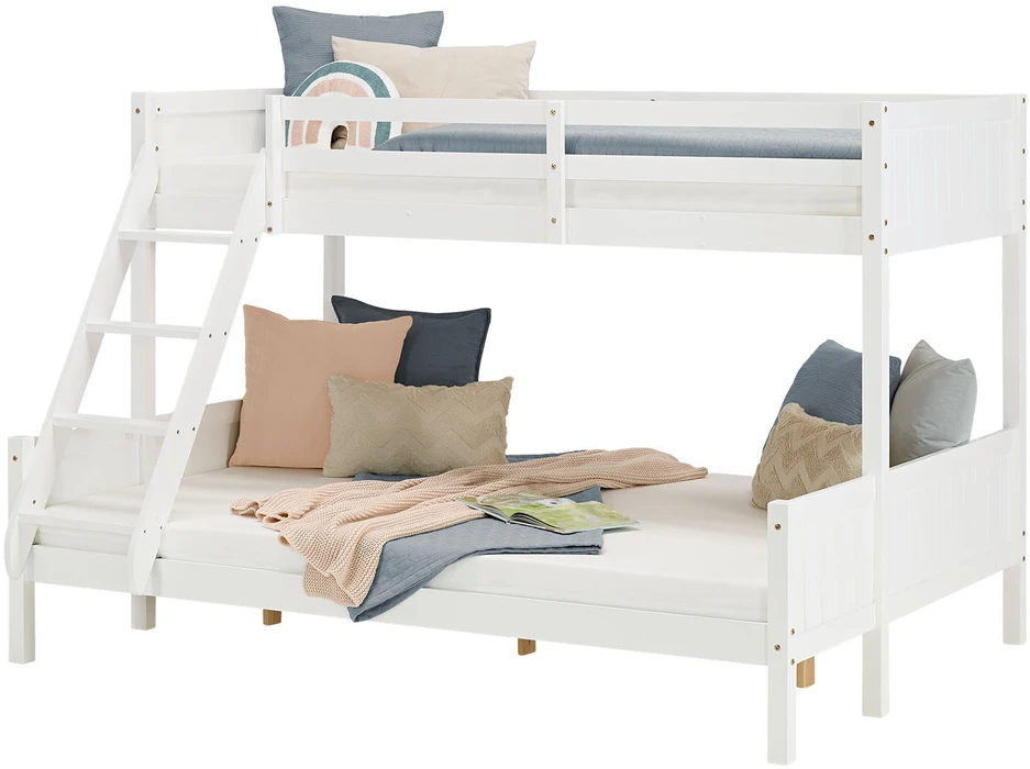 Homestyle4U Dviaukštė lova, 207x146.5x139 cm, balta