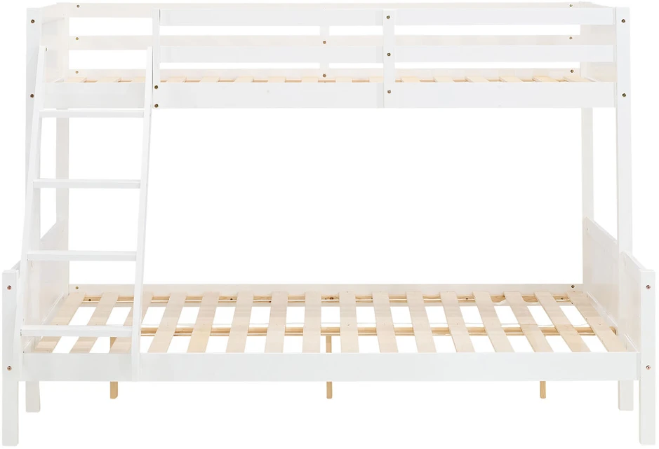 Homestyle4U Dviaukštė lova, 207x146.5x139 cm, balta