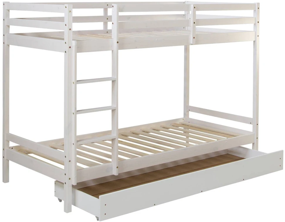Homestyle4U Dviaukštė lova, 207x150x96 cm, balta