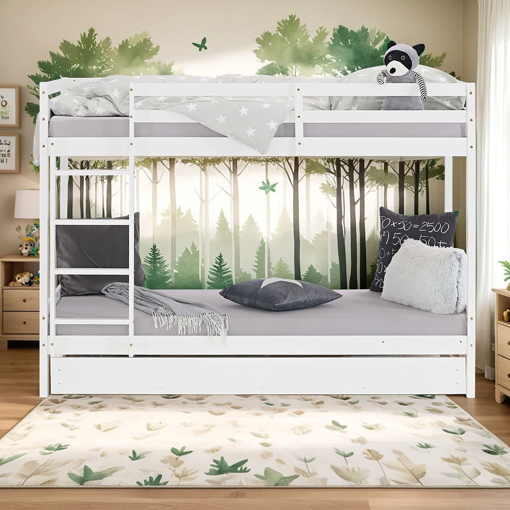 Homestyle4U Dviaukštė lova, 207x150x97 cm, balta