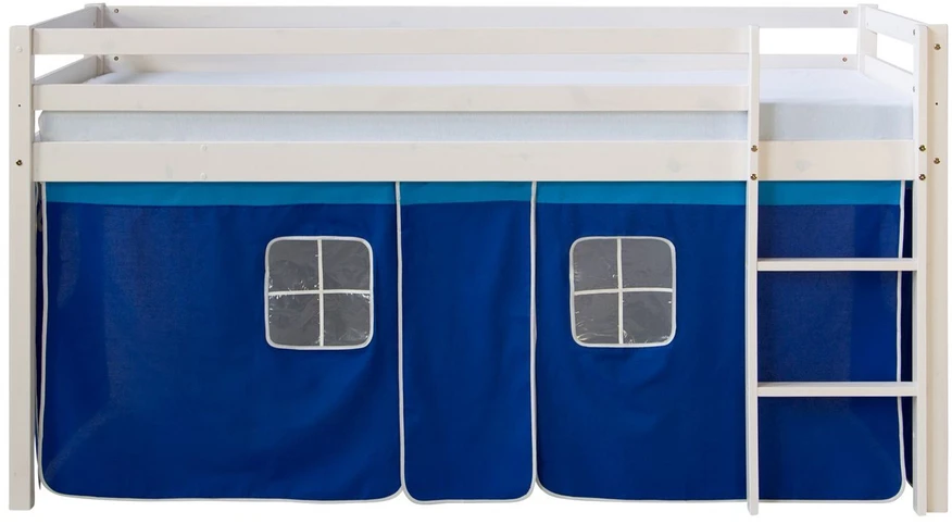 Homestyle4U Dviaukštė lova, 208x110x97 cm, Balta, Mėlyna