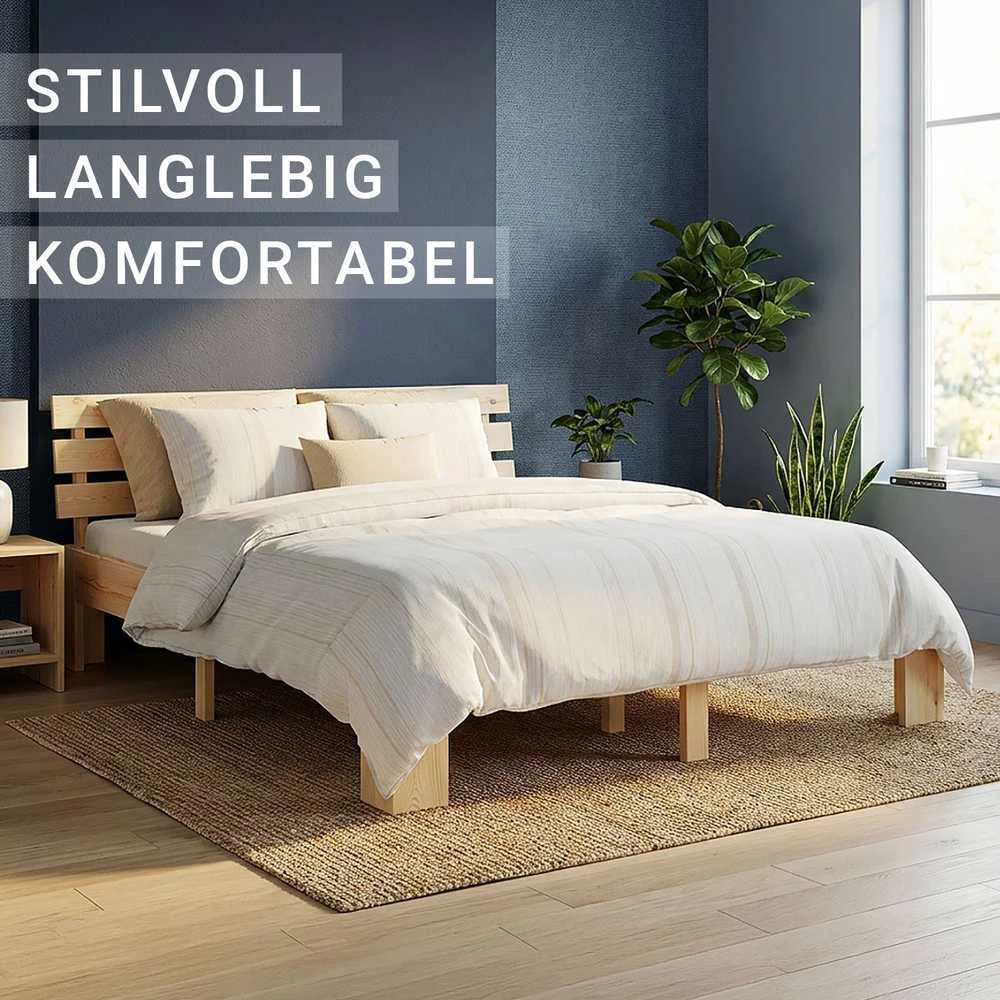 Homestyle4U Dvigulė lova, 144x204 cm, ruda