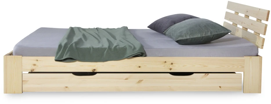 Homestyle4U Dvigulė lova, 144x204 cm, ruda
