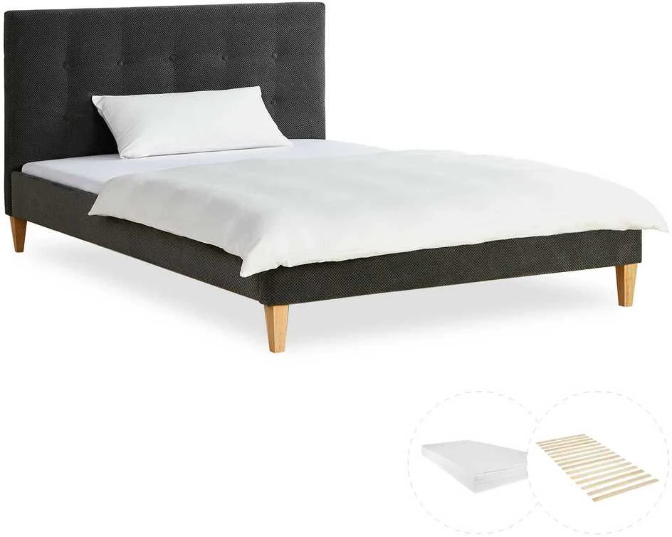 Lova Homestyle4U Aptrauktas lovos rėmas, 144.5x95x211 cm, pilka