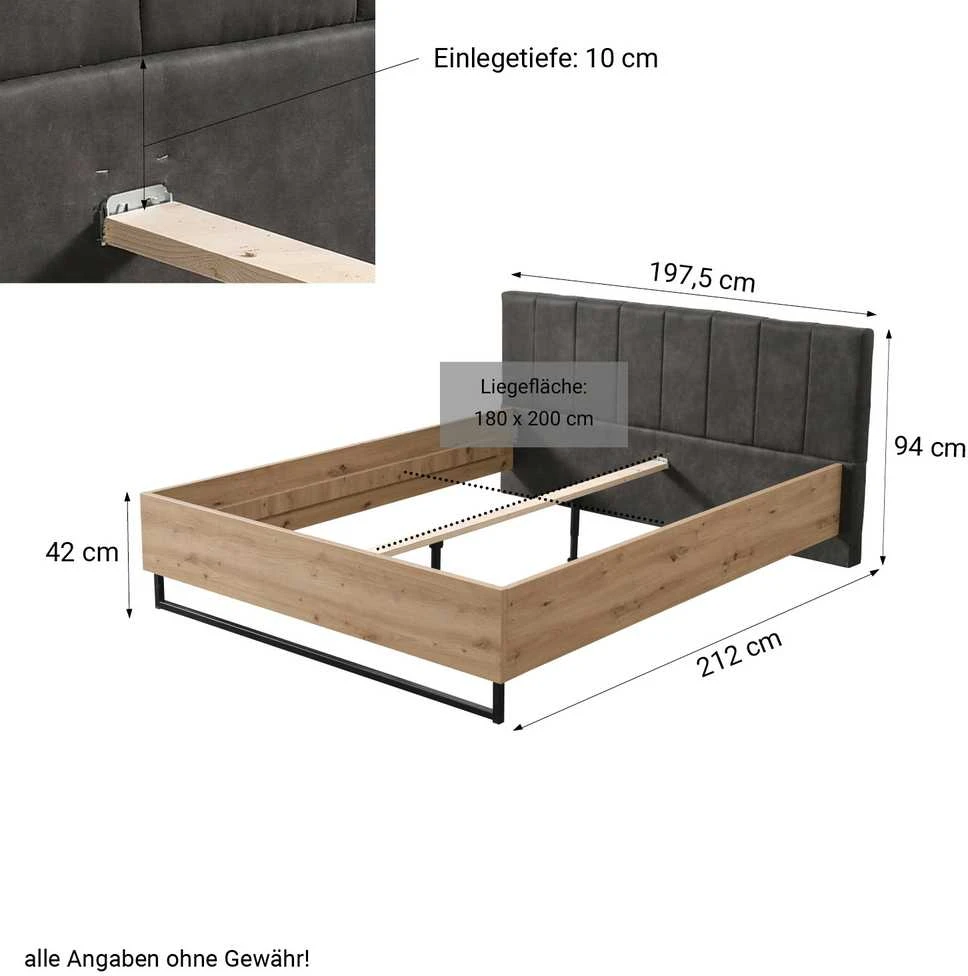 Homestyle4U Dvigulės lovos rėmas, 197,5x94x212 cm, pilka