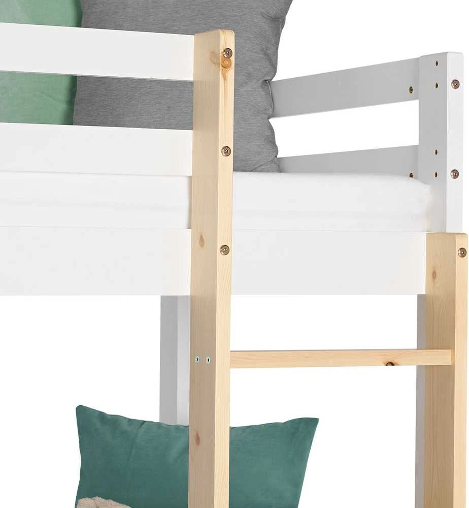 Homestyle4U Trivietė dviaukštė lova, 203x205x103 cm, balta, ruda