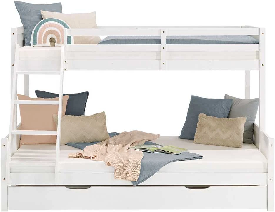 Homestyle4U Dviaukštė lova, 207x139x146.5 cm, balta
