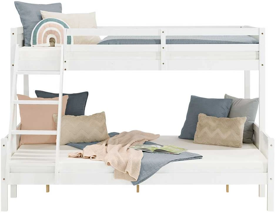 Homestyle4U Dviaukštė lova, 207x146.5x139 cm, balta