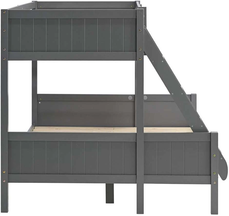 Homestyle4U Dviaukštė lova, 207x139x146.5 cm, pilka