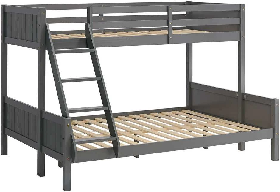 Homestyle4U Dviaukštė lova, 207x139x146.5 cm, pilka