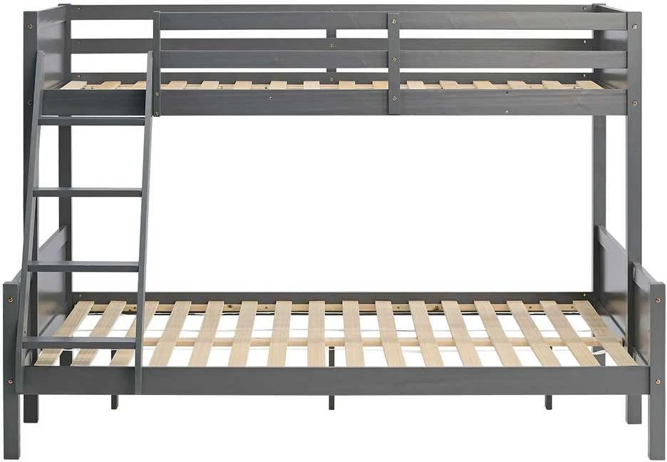 Homestyle4U Dviaukštė lova, 207x139x146.5 cm, pilka