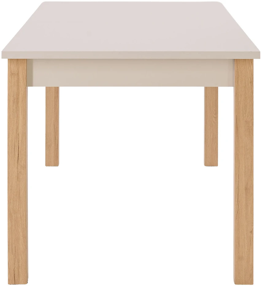 Homestyle4U Ištraukiamas valgomojo stalas 160-200x80x77 cm, bežinis/ąžuolo, medis, 8 asmenims