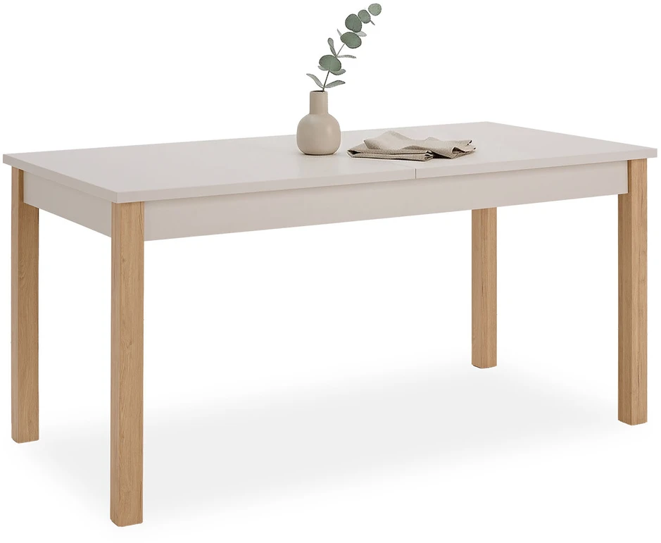 Homestyle4U Ištraukiamas valgomojo stalas 160-200x80x77 cm, bežinis/ąžuolo, medis, 8 asmenims