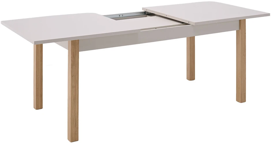 Homestyle4U Ištraukiamas valgomojo stalas 160-200x80x77 cm, bežinis/ąžuolo, medis, 8 asmenims
