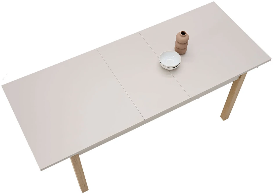 Homestyle4U Ištraukiamas valgomojo stalas 160-200x80x77 cm, bežinis/ąžuolo, medis, 8 asmenims