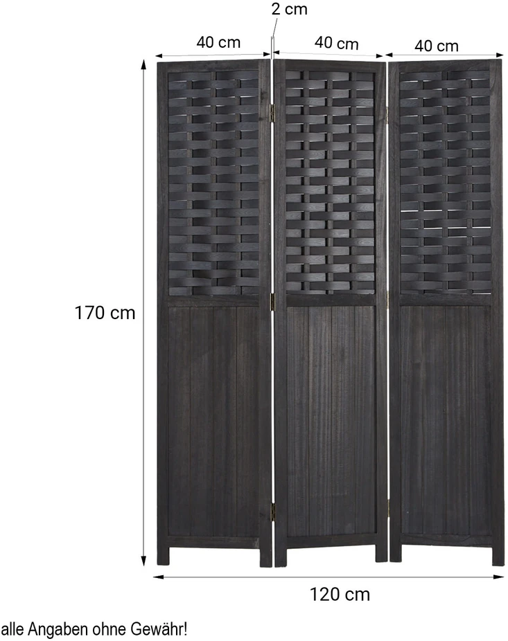 Homestyle4U Kambario pertvara, 120x2.2x170 cm, juoda