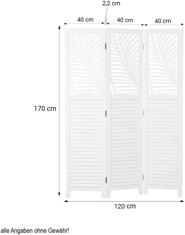 Homestyle4U Kambario pertvara, 120x2.2x170 cm, balta
